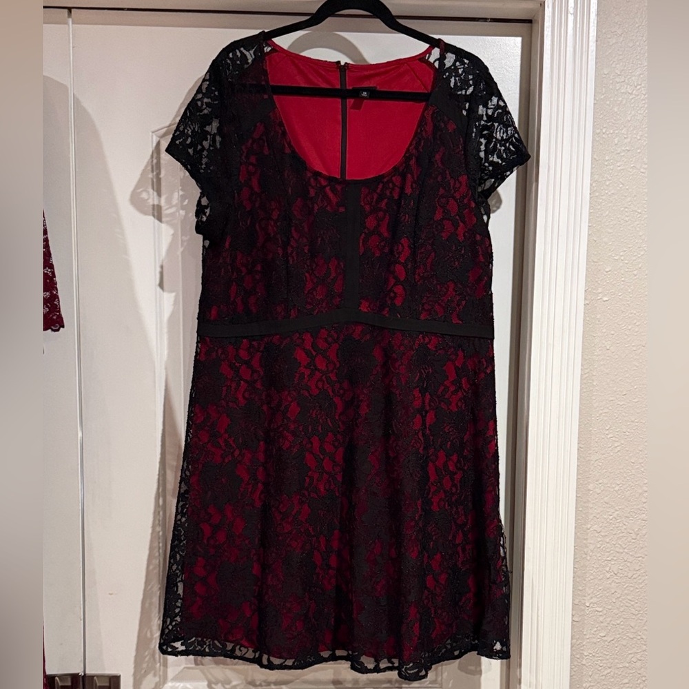 Torrid Black and Red Lace Midi Dress